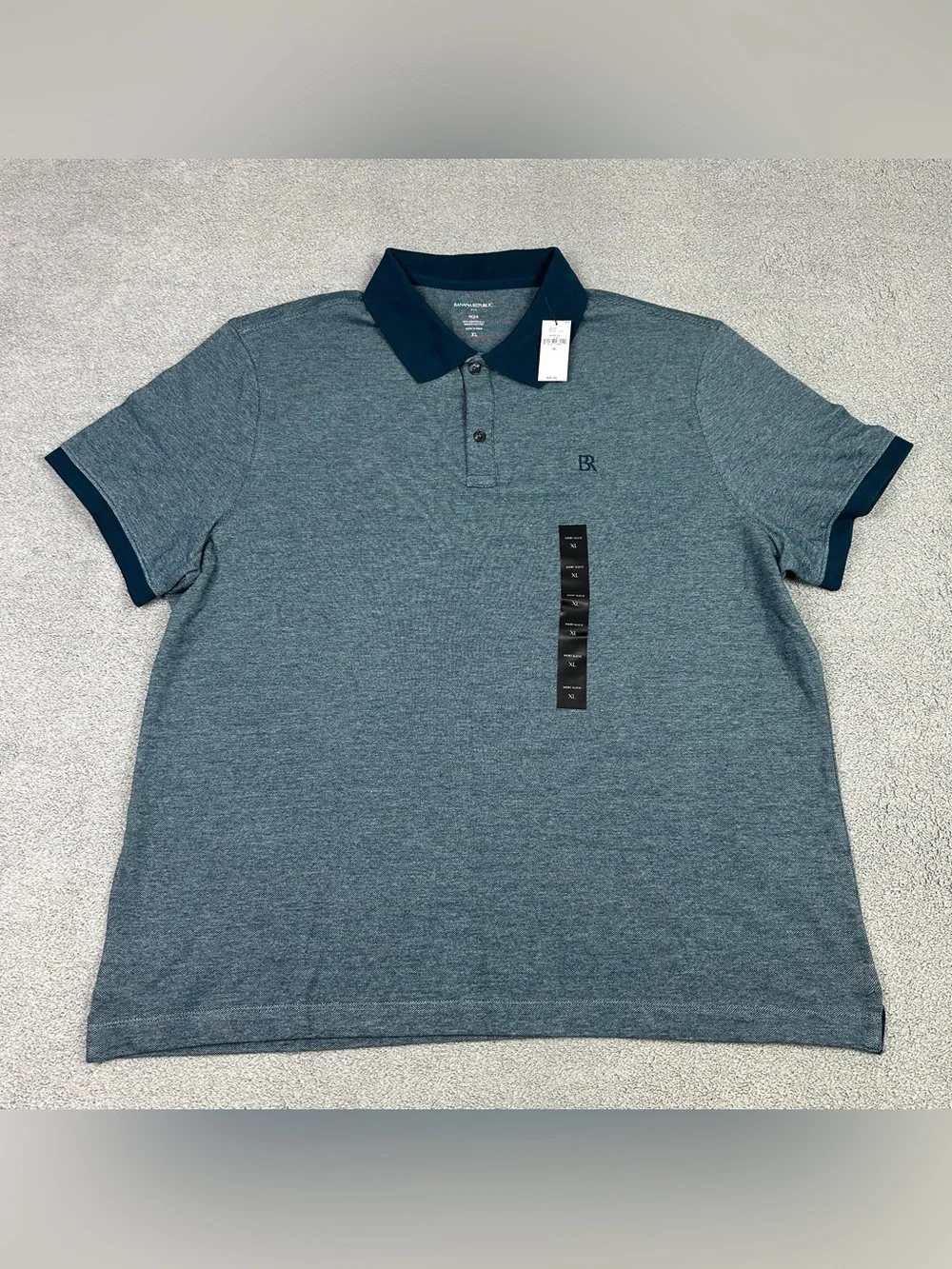 Lot of 2 Banana Republic Pique Polo Shirt Mens XL Green Navy Organic Cotton NEW